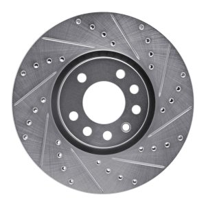 Chevrolet Astra Brake Rotor (1) - Front Right - R1 Concepts - Drilled & Slotted - Silver - `99-`10